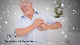  Presentation with old man and music - Amazing PPT theme having heart pain against snow falling backdrop and a light gray colored foreground