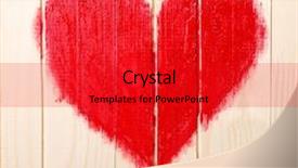  Presentation with wooden heart the slogan - Cool new PPT theme with heart painted on wooden wall backdrop and a  colored foreground