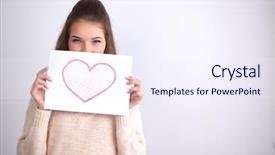  Presentation with valentines day - Colorful presentation theme enhanced with heart poster - portrait of young beautiful woman backdrop and a sky blue colored foreground