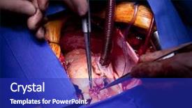  Presentation with cardiac surgery - Cool new PPT theme with heart pump - detailed close-up of doctors hands backdrop and a royal blue colored foreground