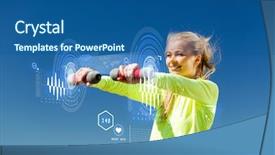  Presentation with woman sport - PPT theme with heart pump - sport and lifestyle - young background and a ocean colored foreground