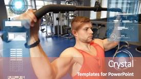  Presentation with bodybuilding - Slide deck having heart pump - sport fitness bodybuilding and people background and a coral colored foreground