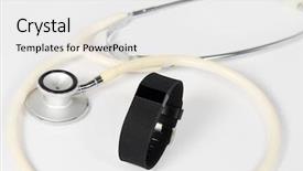  Presentation with heart rate - Cool new presentation with heart rate fitness activity wristband with stethoscope backdrop and a white colored foreground