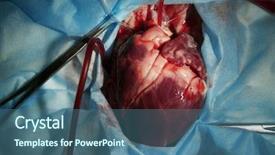  Presentation with human heart - Amazing PPT theme having heart ready for operation backdrop and a ocean colored foreground