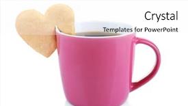  Presentation with shape heart - PPT layouts having heart shape cookie on cup background and a white colored foreground