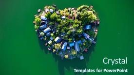  Presentation with paradise island - PPT theme consisting of heart-shape-island-fishing-paradise background and a ocean colored foreground