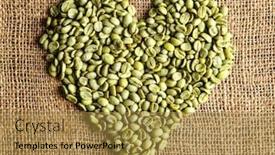  Presentation with grains - Slide set with heart shape of coffee grains on sackcloth background and a gold colored foreground