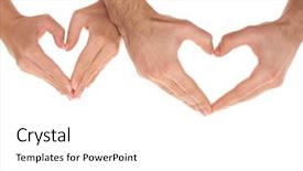  Presentation with hands heart - Amazing PPT theme having heart-shape-of-hands-isolated backdrop and a white colored foreground