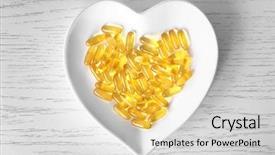  Presentation with capsules - PPT theme enhanced with heart-shape plate with fish background and a light gray colored foreground