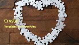  Presentation with shape heart - Presentation design consisting of heart shape puzzles on wooden background and a tawny brown colored foreground