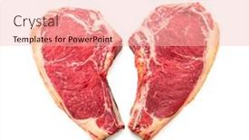  Presentation with barbecue dry aged kobe rib - Slide deck consisting of heart-shape-raw-dry-aged background and a lemonade colored foreground