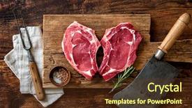  Presentation with fresh meat - Slides consisting of heart shape raw fresh veal background and a tawny brown colored foreground