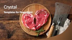  Presentation with veal - Beautiful presentation theme featuring heart shape raw fresh veal backdrop and a tawny brown colored foreground