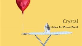  Presentation with ironing - Colorful presentation theme enhanced with heart-shaped-balloon-tied backdrop and a yellow colored foreground