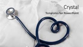  Presentation with heart medical - Beautiful slide set featuring heart shaped blue stethoscope medical record and uniform close up backdrop and a white colored foreground