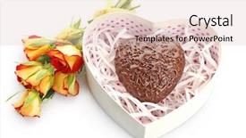  Presentation with candy heart - Theme featuring heart shaped box and candy with flowers isolated on white background and a lemonade colored foreground