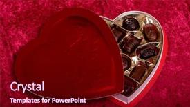  Presentation with heart shaped book page - Audience pleasing PPT theme consisting of heart shaped box of chocolates backdrop and a  colored foreground