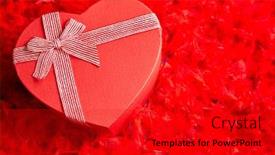  Presentation with romantic gift - Presentation design consisting of heart-shaped-boxed-gift-placed background and a crimson colored foreground