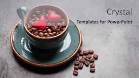  Presentation with valentines - Beautiful theme featuring heart-shaped-candies-and-coffee backdrop and a light gray colored foreground