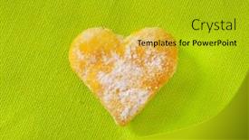  Presentation with cookie - Presentation design enhanced with heart-shaped-cookie-on-green background and a gold colored foreground