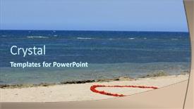  Presentation with tropical wedding - Audience pleasing presentation theme consisting of heart-shaped-flowers-layed-out backdrop and a ocean colored foreground