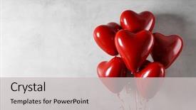  Presentation with balloons - PPT theme enhanced with heart shaped foil balloons background and a light gray colored foreground