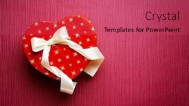  Presentation with purple heart - Presentation enhanced with heart shaped gift box on purple textured background background and a red colored foreground