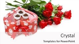  Presentation with red roses rose garden - Audience pleasing slide deck consisting of heart-shaped gift with chocolate backdrop and a sky blue colored foreground