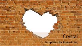  Presentation with brick - Theme consisting of heart shaped hole in old background and a gold colored foreground