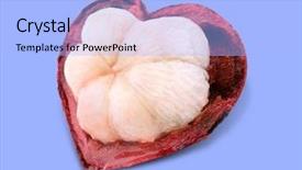  Presentation with mangosteen - Presentation having heart shaped mangosteen on color background and a light blue colored foreground