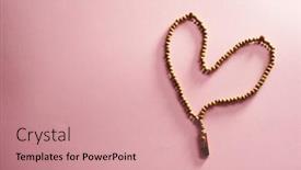  Presentation with muslim prayer - PPT theme featuring heart-shaped-muslim-prayer-beads background and a coral colored foreground