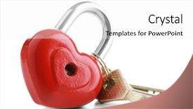  Presentation with red heart key - Cool new presentation theme with heart-shaped padlock with key backdrop and a white colored foreground