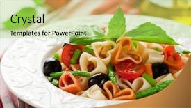  Presentation with asparagus - Cool new PPT theme with heart-shaped pasta with tomatoes backdrop and a yellow colored foreground