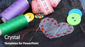  Presentation with jeans - Audience pleasing PPT theme consisting of heart-shaped patch on jeans backdrop and a  colored foreground