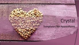  Presentation with peanuts - Slide deck with heart shaped peanuts on wooden background background and a coral colored foreground