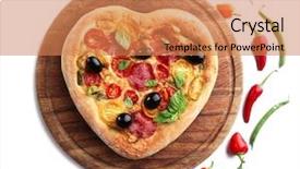  Presentation with cutting board - Colorful slide deck enhanced with heart shaped pizza on cutting backdrop and a coral colored foreground