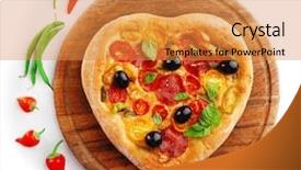  Presentation with cutting board - Slide set consisting of heart shaped pizza on cutting background and a gold colored foreground