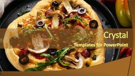  Presentation with pizza - Slide deck enhanced with heart shaped pizza on metal background and a tawny brown colored foreground