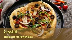  Presentation with pizza - Colorful presentation design enhanced with heart shaped pizza on metal backdrop and a tawny brown colored foreground