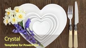  Presentation with heart flowers - Cool new PPT theme with heart shaped porcelain bowls bluebell backdrop and a tawny brown colored foreground
