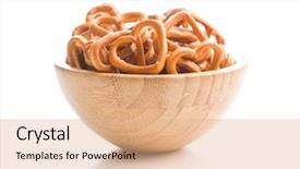  Presentation with bowl - PPT layouts having heart shaped pretzel in bowl background and a coral colored foreground