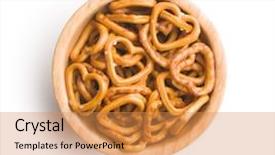  Presentation with heart shaped book page - Slide deck enhanced with heart shaped pretzel in bowl background and a gold colored foreground