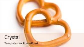  Presentation with shape heart - PPT theme featuring heart shaped pretzel isolated background and a coral colored foreground