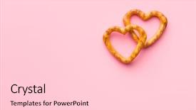  Presentation with pink heart illustrations - Cool new PPT layouts with heart shaped pretzel on pink backdrop and a  colored foreground