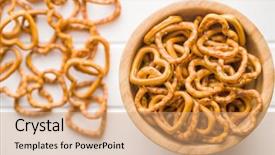  Presentation with black and white shapes - PPT layouts with heart shaped pretzel on white background and a coral colored foreground