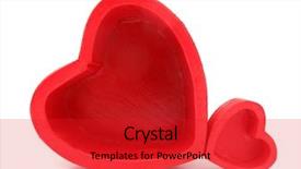  Presentation with wooden heart the slogan - PPT theme featuring heart shaped red wooden boxes background and a  colored foreground