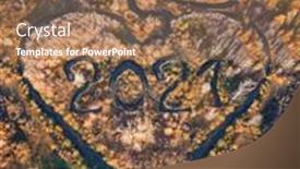  Presentation with 2021 - Presentation theme having heart-shaped-river-in-autumn background and a coral colored foreground