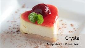  Presentation with cheesecake - Beautiful slide set featuring heart-shaped slice of cheesecake with cherry jam backdrop and a coral colored foreground