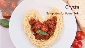  Presentation with heart healthy diet - PPT theme featuring heart shaped spaghetti background and a lemonade colored foreground