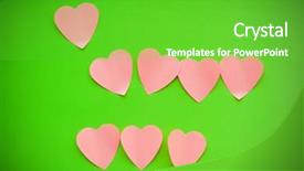 Presentation with sticky notes - Colorful presentation design enhanced with heart shaped sticky notes on the background backdrop and a shamrock green colored foreground